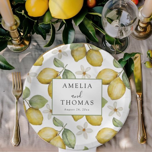 Assiettes En Carton Boho Yellow Lemons Wedding