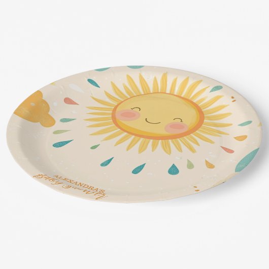Assiettes En Carton Boho Yellow Sunshine (Angle)