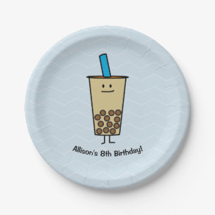 Assiettes En Carton Boire de thé Boba lait Taro tapioca Plaque de pap