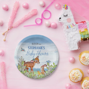 Assiettes En Carton Bois Animal Deer Bunny Duck Mignet Baby shower P
