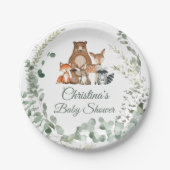 Assiettes En Carton Bois Animaux Baby shower verdoyant (Devant)