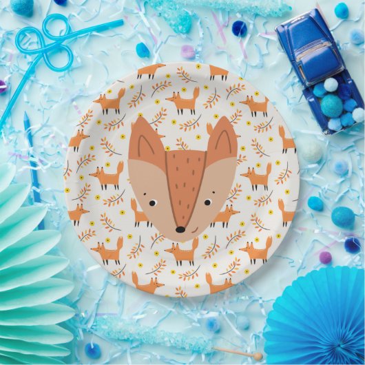 Assiettes En Carton Bois Animaux Boho Design Fox (Fête)