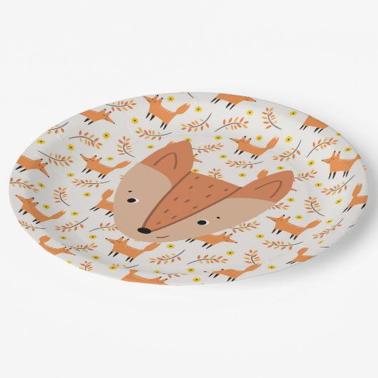Assiettes En Carton Bois Animaux Boho Design Fox (Angle)