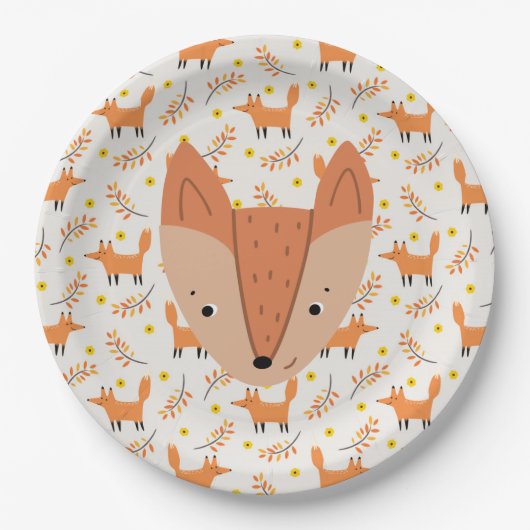Assiettes En Carton Bois Animaux Boho Design Fox (Devant)