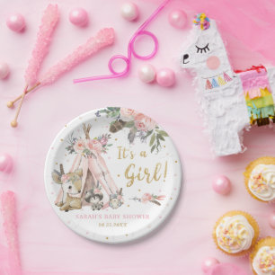 Assiettes En Carton Bois Animaux Boho Tribal Girl Baby shower Pap