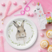 Assiettes En Carton Bois Animaux Lapin Lapin Wreath Aquarelle (Fête)