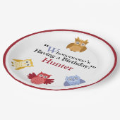 Assiettes En Carton Bois Animaux Nom Fête d'anniversaire moderne (Angle)