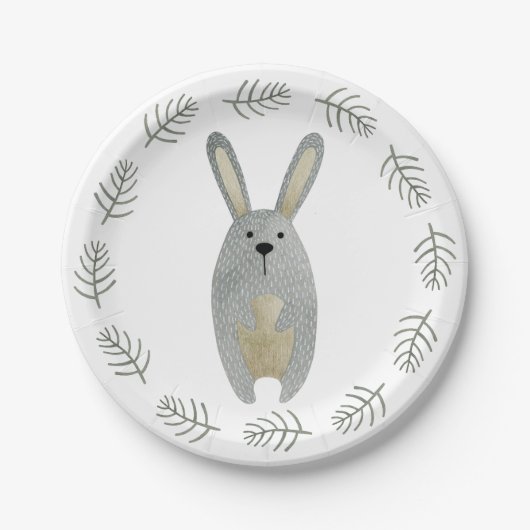 Assiettes En Carton Bois Animaux Plaques en papier lapin (Devant)
