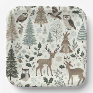 Assiettes En Carton Bois Animaux Platine en papier de vacances