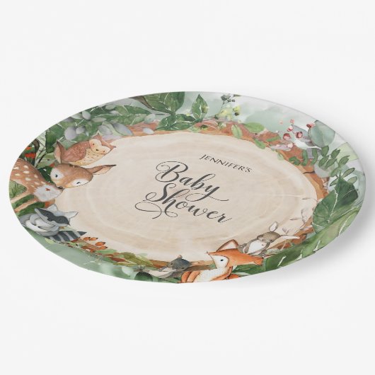 Assiettes En Carton Bois Baby shower Classic Round (Angle)