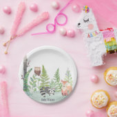 Assiettes En Carton Bois Bébé Animaux Monongramme de verdure | (Fête)