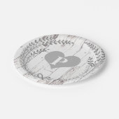 Assiettes En Carton Bois blanc Rustique Agritourisme Monogram Mariage (Angle)