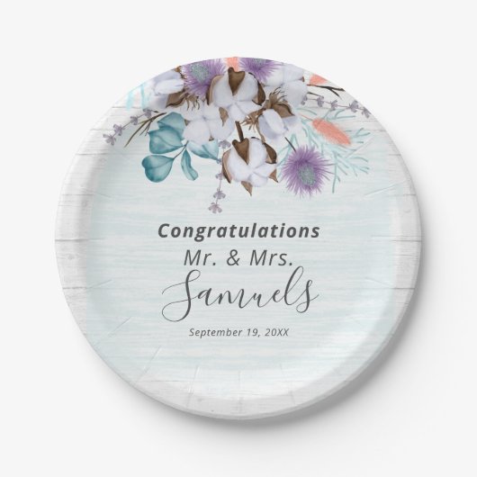 Assiettes En Carton Bois botanique rustique de coton du pays du Sud (Devant)