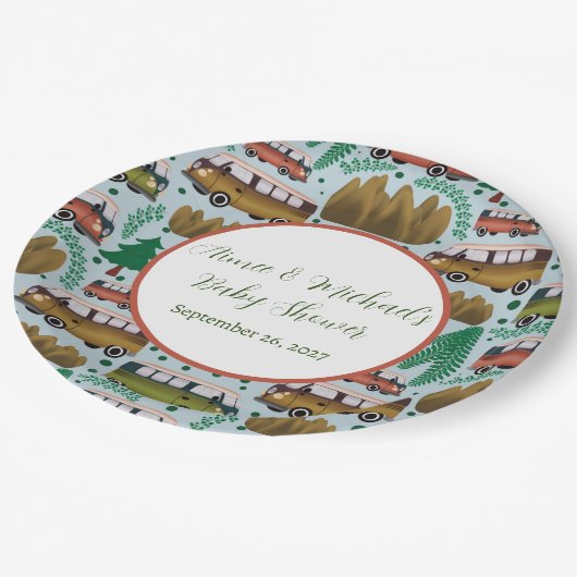 Assiettes En Carton Bois Camper Baby Boy Douche (Angle)