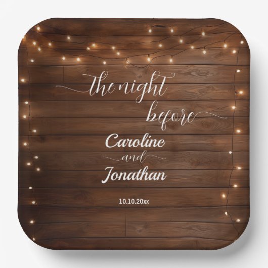 Assiettes En Carton Bois Chaîne Rustique Éclat La Nuit Avant Le Mariag (Recto)