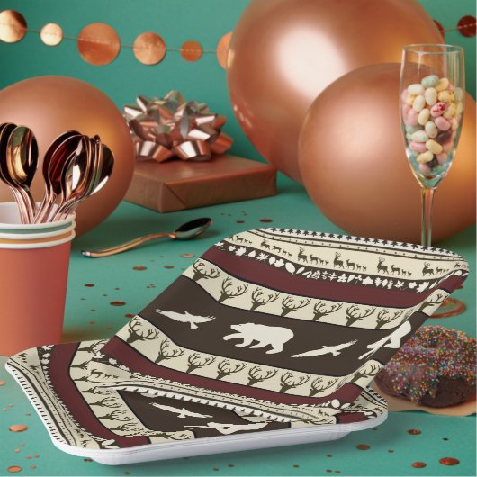 Assiettes En Carton Bois d'automne (Multi)