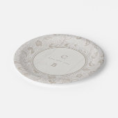 Assiettes En Carton Bois de dentelle blanche mariage campagnard rustiq (Angle)
