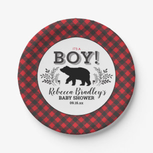 Assiettes En Carton Bois de Lumberjack Bébé Garçon Plaque de douche ru