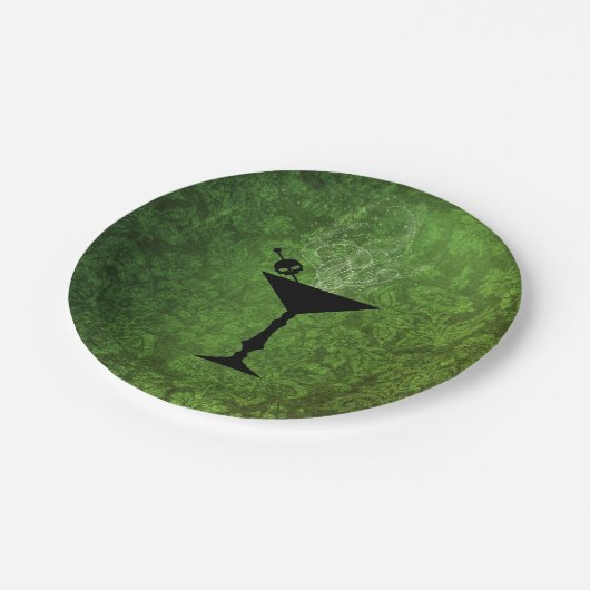 Assiettes En Carton Bois et Booze Plaques de papier vert Halloween (Angle)