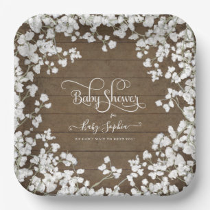 Assiettes En Carton Bois foncé rustique Script Babys Baby shower de re