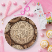 Assiettes En Carton Bois rond Loges Forêt de bois (Fête)