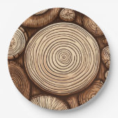 Assiettes En Carton Bois rond Loges Forêt de bois (Devant)