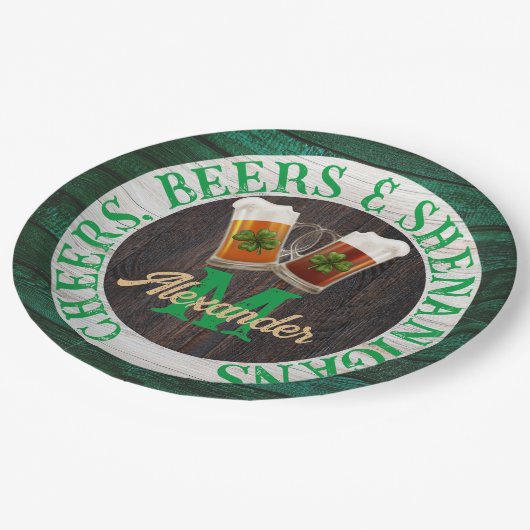 Assiettes En Carton Bois Rustique Acclamations Bières Shenanigans (Angle)