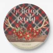 Assiettes En Carton Bois rustique Antlers et Plaid (Devant)