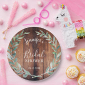 Assiettes En Carton Bois rustique aquarelle feuille Douche nuptiale (Fête)
