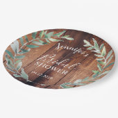 Assiettes En Carton Bois rustique aquarelle feuille Douche nuptiale (Angle)