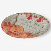 Assiettes En Carton Bois rustique Automne Orange Citrouilles Automne F (Angle)