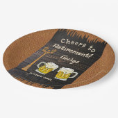 Assiettes En Carton Bois rustique & Bière & Cuir Bonne Retraite (Angle)