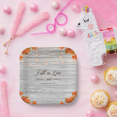 Assiettes En Carton Bois Rustique Chute En Amour Chaîne Mariage (Fête)