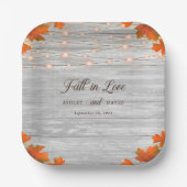 Assiettes En Carton Bois Rustique Chute En Amour Chaîne Mariage (Recto)