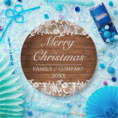 Assiettes En Carton Bois rustique & dentelle blanche Joyeux Noël (Fête)