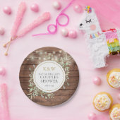 Assiettes En Carton Bois rustique Monogramme Verdure Couples Douche (Fête)