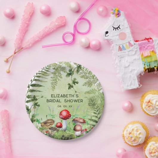 Assiettes En Carton Bois rustique Verdure Champignons Champignons Ferm (Fête)