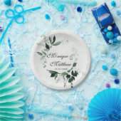 Assiettes En Carton Bois rustique verte Mariage Eucalyptus (Fête)