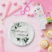 Assiettes En Carton Bois rustique verte Mariage Eucalyptus (Fête)