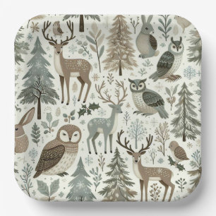 Assiettes En Carton Bois Whimsical Animaux Platine en papier de vacanc
