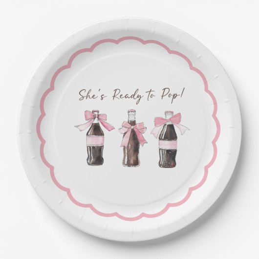 Assiettes En Carton Boisson gazeuse bébé rose prête à exploser ! (Devant)