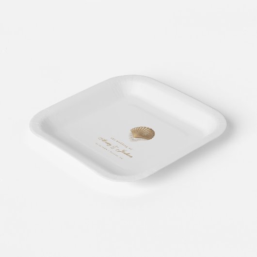 Assiettes En Carton Boisson Mariage Gold Seashell (Angulaire)