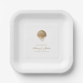 Assiettes En Carton Boisson Mariage Gold Seashell (Recto)