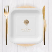 Assiettes En Carton Boisson Mariage Gold Seashell