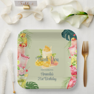 Assiettes En Carton Boissons de fruits tropicaux Piscine Fête Adulte A