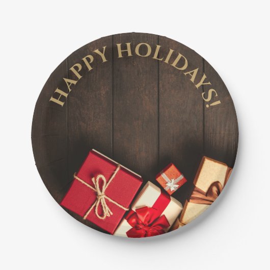 Assiettes En Carton Boîte cadeau rustique, Noël (Devant)