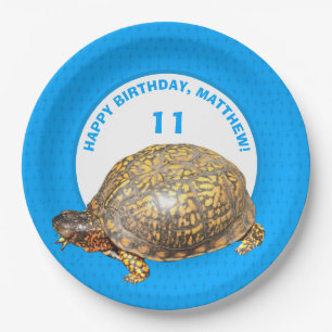 Assiettes En Carton Boîte Est Tortue Bleu brillant Personnalisé