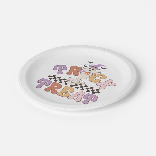 Assiettes En Carton Boite personnalisée Ghost mignon Trick or Treat Ha (Angle)