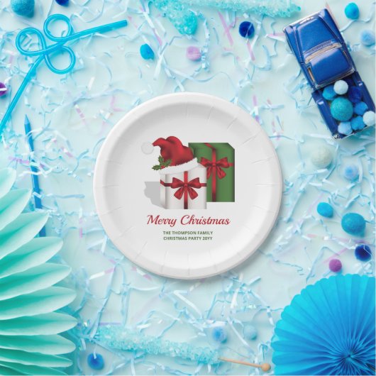 Assiettes En Carton Boîtes Cadeaux Blanches Et Vertes Avec Chapeau De (Fête)