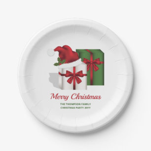 Assiettes En Carton Boîtes Cadeaux Blanches et Vertes Avec Un Chapeau
